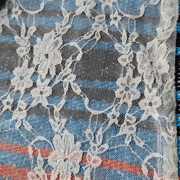 Three Bird Nest / Orange, Fushia, Blue & Black Lace Sarape Infinity - Picture 7 of 14